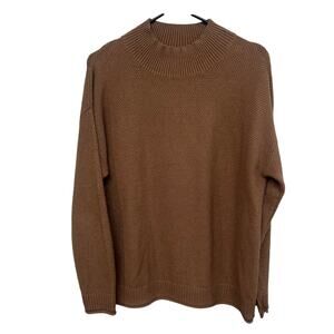 Minimalist Brown‎ Mock Neck Sweater Merokeety Medium Quiet Luxury